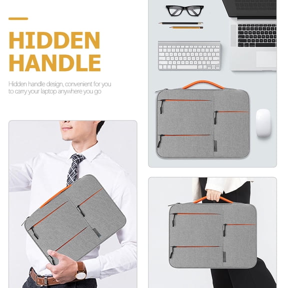 LOLIPPYY Laptop Protective Cover Dark Grey Computer Case with Multiple Compartments and Carry Handle
