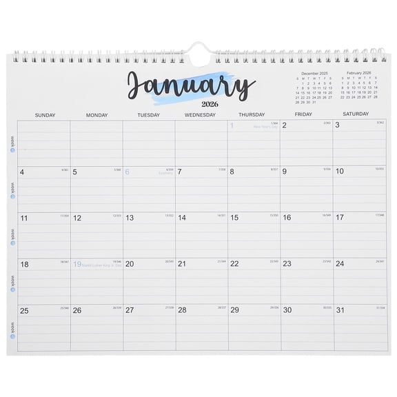 LOLIPPYY 2026 Large Wall Calendar with Twin Wire Hook, White Yearly Planner for Home and Office Organization