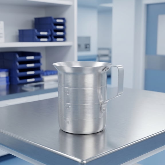 LOLIPPYY 1000ml Aluminum Measuring Beaker with Handle, Plated Cup with Graduated Scale for Home and Laboratory Use