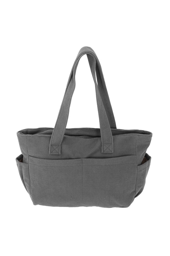 Large Canvas Tote Bag in Grey with Multiple Pockets, Shoulder Strap, Crossbody and Handheld Carry Options