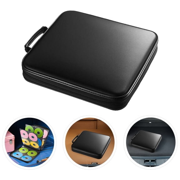 LOLIPPYY Large Capacity Dvd Case Black Portable Storage Bag with Handle and Zipper Closure for Travel