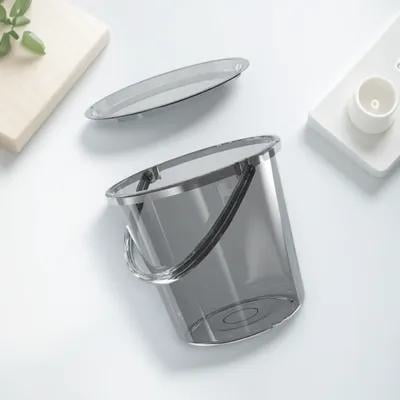 LOLIPPYY Large Capacity Plastic Bucket with Handle and Lid for Home and Dormitory Use Light Grey