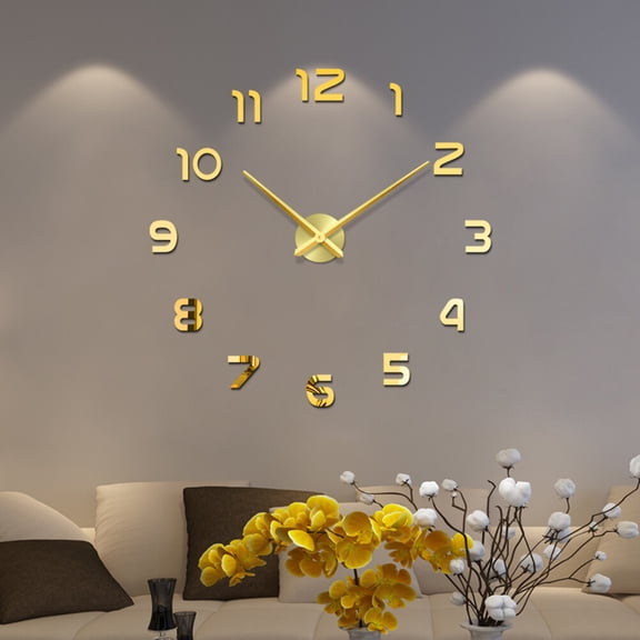 LOLIPPYY Large Digital Clock Wall Clock Golden Acrylic Timekeeping for Living Room Homeowners 1Pack