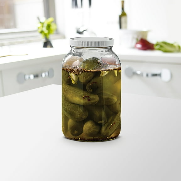 LOLIPPYY Large Glass Wide Mouth Airtight Storage Jar with Plastic Lid for Brewing Fermenting Pickling