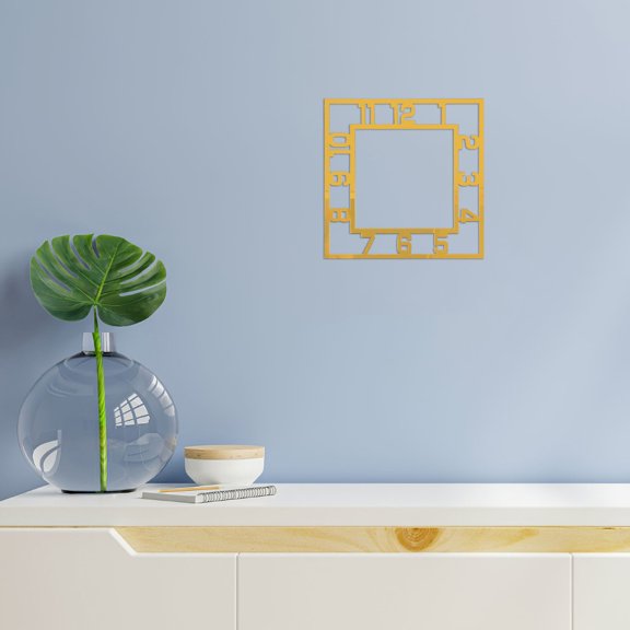 LOLIPPYY Contemporary Golden Stick on Clock for Bedroom and Living Room Wall Decoration