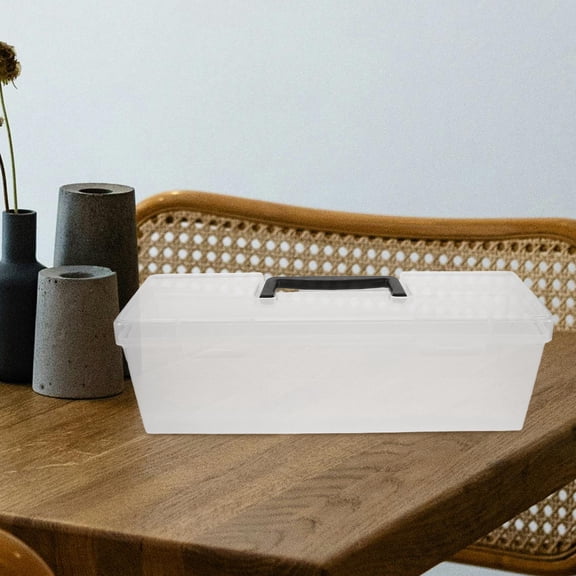 LOLIPPYY Large Transparent Plastic Storage Box with Handle, Organizer for Art Supplies, Stationery and More