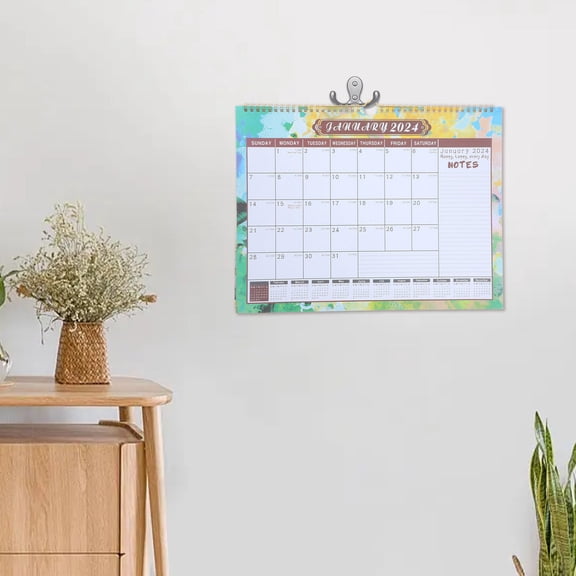 LOLIPPYY 2024 Yearly Wall Calendar Multi Color Sturdy Paper for Office Planning