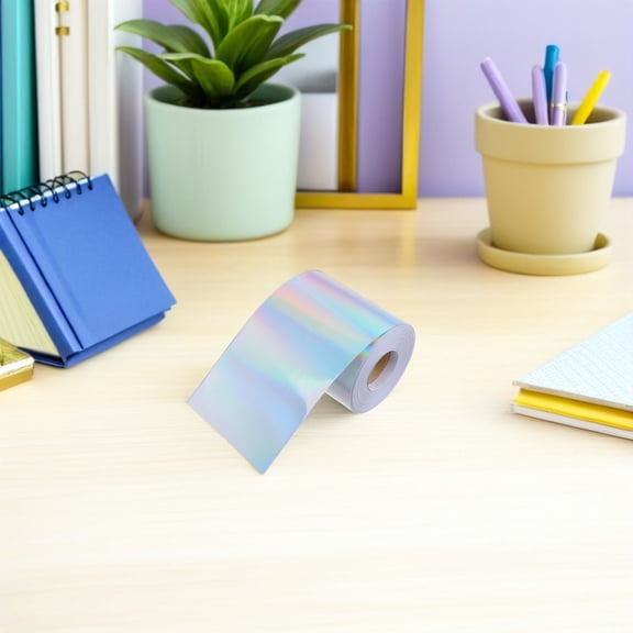 LOLIPPYY Laser Plated Silver Bulletin Board Border Trim Sparkling Stickers for Chalkboard and Cork Boards