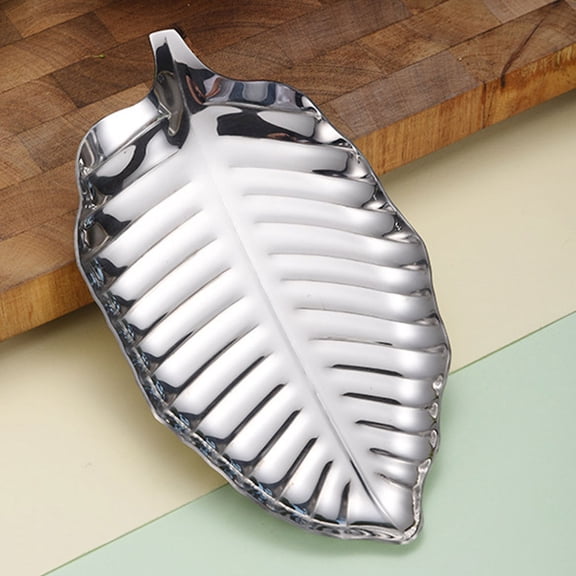 LOLIPPYY Leaf Shape Dish Leaf Shaped Tray Silver 1Pcs Appetizer Serving Tray for Household Users
