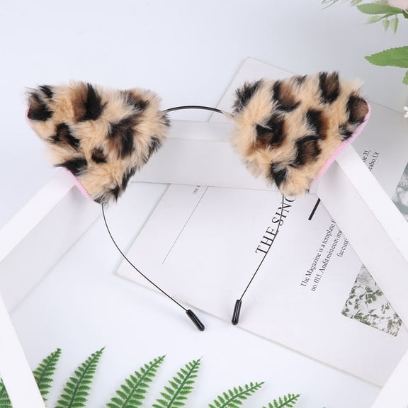 LOLIPPYY Leopard Print Elastic Ear Hair Hoop Metal Headwear for Costume and Festival Celebrations