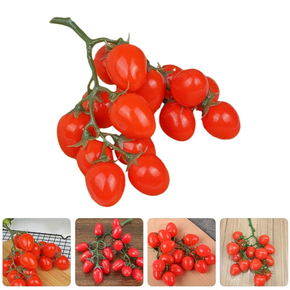 LOLIPPYY Set of 2 Realistic Artificial Cherry Tomatoes Foam Decorations for Home, Kitchen, Party, and Event Decor in Red