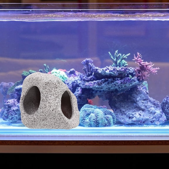 LOLIPPYY Lifelike Light Grey Fish Cave Aquarium Decor Stable Base Fish Tank Ornament