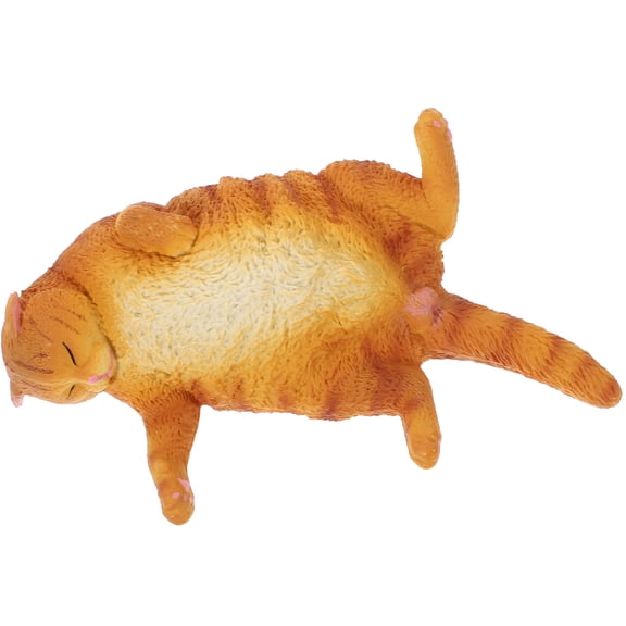 LOLIPPYY Lifelike Orange Cat Statue Plastic Material Home Office Table Ornament