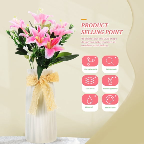 LOLIPPYY Lifelike Pink Artificial Lily Flower Plastic Decoration for Weddings and Parties 26.5 inches