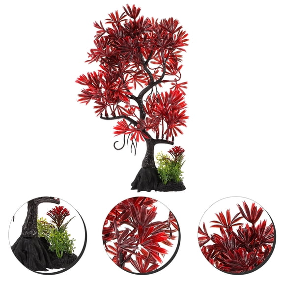 LOLIPPYY Lifelike Red Plastic Fish Tank Tree Aquarium Decoration for Natural Water Environment