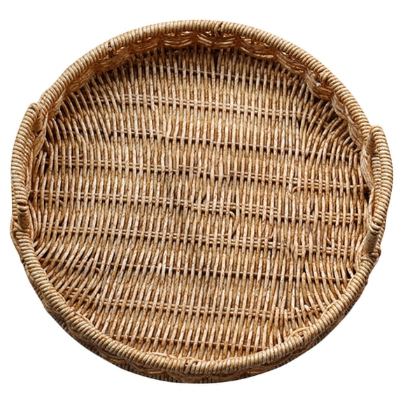 LOLIPPYY Woven Round Serving Tray Bread Basket Stylish Rustic Kitchen Storage