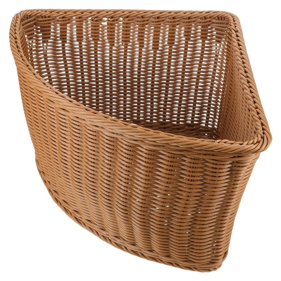 LOLIPPYY Light Brown Corner Basket for Bathroom Triangular Storage Bin for Wardrobe and Closet Organizer