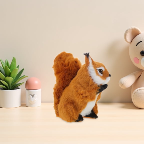 LOLIPPYY Light Brown Simulation Squirrel Model Plush Figure with Soft Texture for Indoor Display