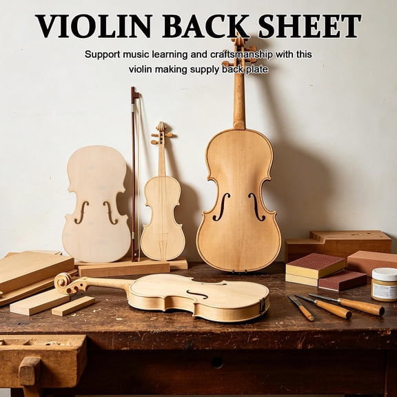 LOLIPPYY Light Brown Unfinished Violin Body Top Piece for Luthier Supply and Violin Repair