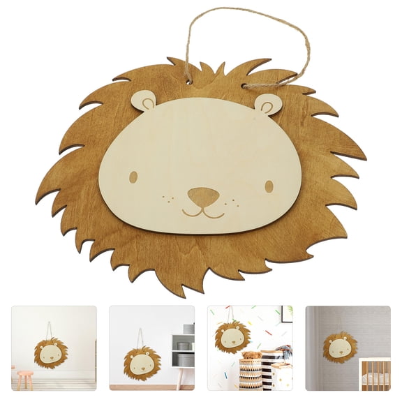 LOLIPPYY Light Brown Wood Lion Wall Decor Cute Cartoon Design for Home Wall Decoration 16.5 x 12.5 inches