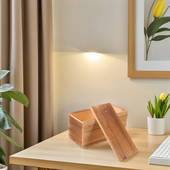 LOLIPPYY Decorative Wooden Slide Lid Box for Home Storage and Craft Organization