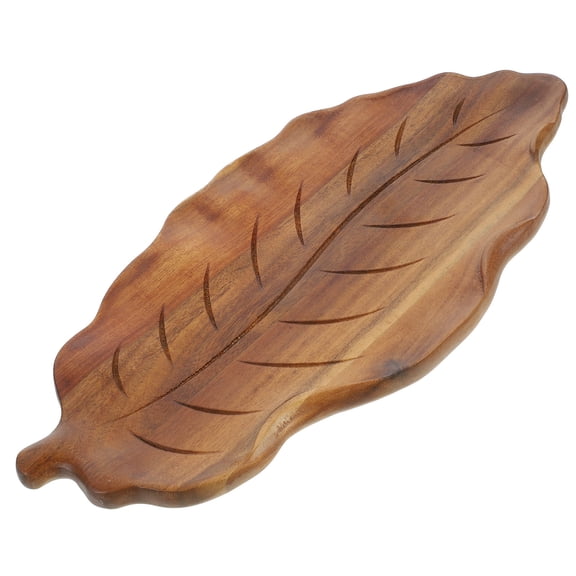 LOLIPPYY Light Brown Wooden Leaf Tray for Daily Use Perfect for Serving Desserts and Fruit 14.5 x 11.5 Inches