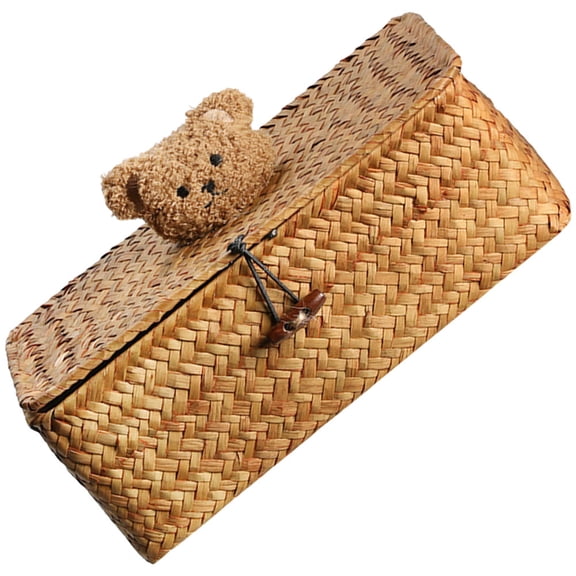 LOLIPPYY Light Brown Woven Basket Storage Bin for Decoration Simple Design Portable Straw and Cloth Container 10.5 x 8.5 x 8.5 Inches