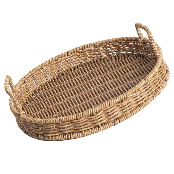 LOLIPPYY Plastic Rattan Woven Bread Basket, Light Brown, Large Capacity, Stylish Kitchen Storage