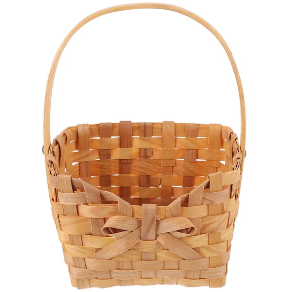 LOLIPPYY Light Brown Woven Storage Basket Hand Made with Bamboo for Fruit Bread and Snacks