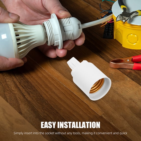 LOLIPPYY Light Bulb Base Adapter White Two Prong Socket Converter Portable Lamp Accessory