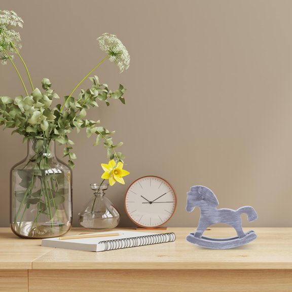 LOLIPPYY Light Grey Carved Wooden Horse Figurine Rustic Farmhouse Table Decor for Home