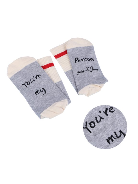 Light Grey Leisure Socks with Creative Letter Design for Wearing