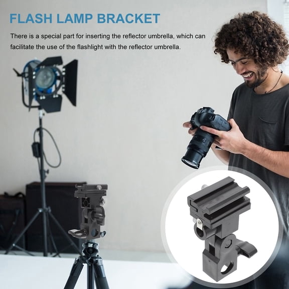 LOLIPPYY Light Stand Bracket with Movable Plastic Groove and Umbrella Reflector Holder