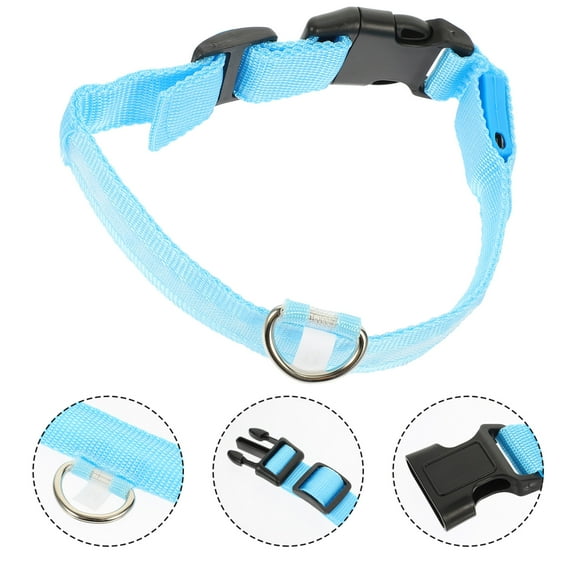 LOLIPPYY Light-Up Dog Collar High Visibility Blue Polyester for Night Safety 1 Set