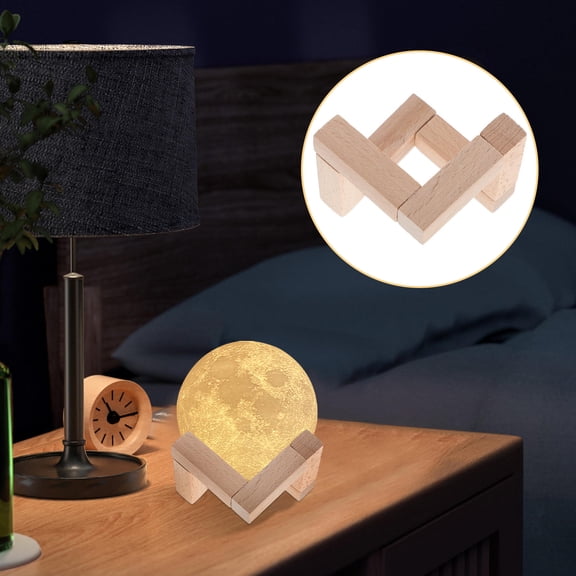 LOLIPPYY Light Yellow Wooden Moon Lamp Base Detachable Display Stand for Storage Compatible with Most Moon Lamps