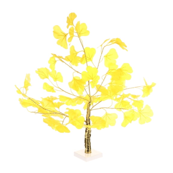 LOLIPPYY Lighted Trees For Living Room Decor Ginkgo Tree Lamp Yellow Plastic With Warm Light 1Pc
