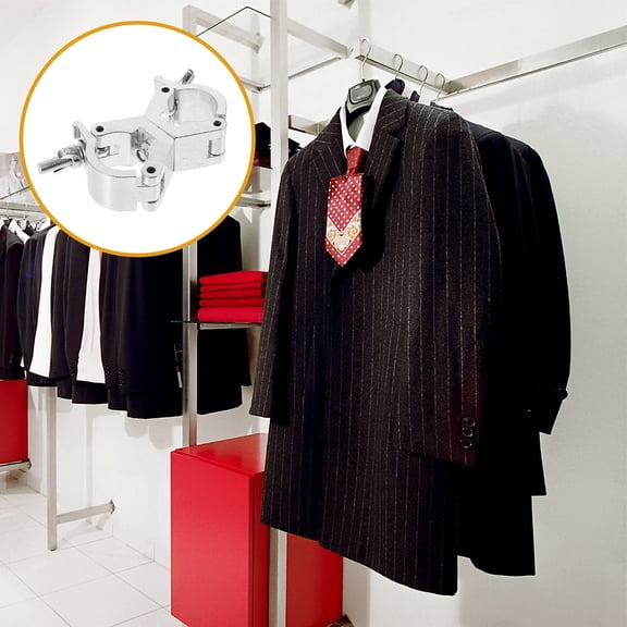 LOLIPPYY Lighting Pipe Clamp Double Ring Buckle Aluminum Alloy Silver 1Set