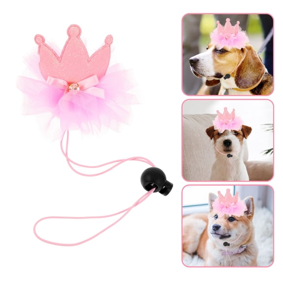 LOLIPPYY Lightweight Breathable Pink Pet Cap Crown for Birthday Party Dog and Cat Costume
