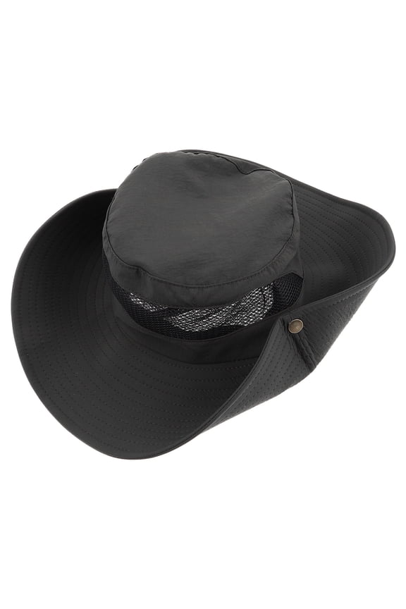 Lightweight Dark Grey Sun Protective Bucket Hat with Mesh Panels for Summer Adventures
