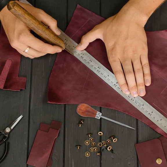 LOLIPPYY Lightweight Portable Awl with Wooden Handle for Bookbinding Weaving and Leatherwork