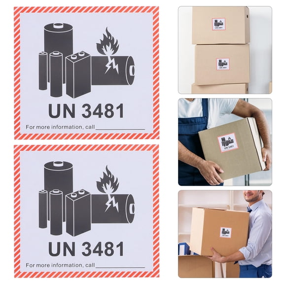LOLIPPYY Lithium Battery Labels Black Copper Plated Adhesive Stickers for Shipping Caution and Fire Safety Warning