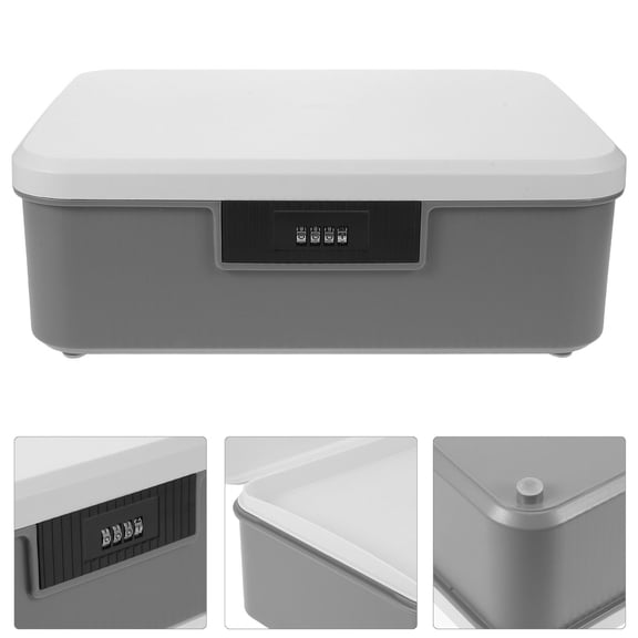 LOLIPPYY Locking Storage Bin with Password Lock Compact ABS Security Safe for Home Office Travel Use