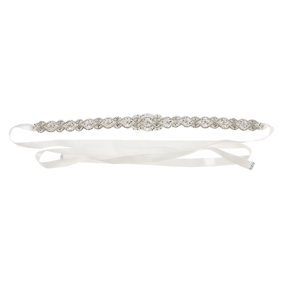 LOLIPPYY Elegant White Rhinestone Bridal Waistband with Scratch-Resistant Design for Wedding Dress Accessories