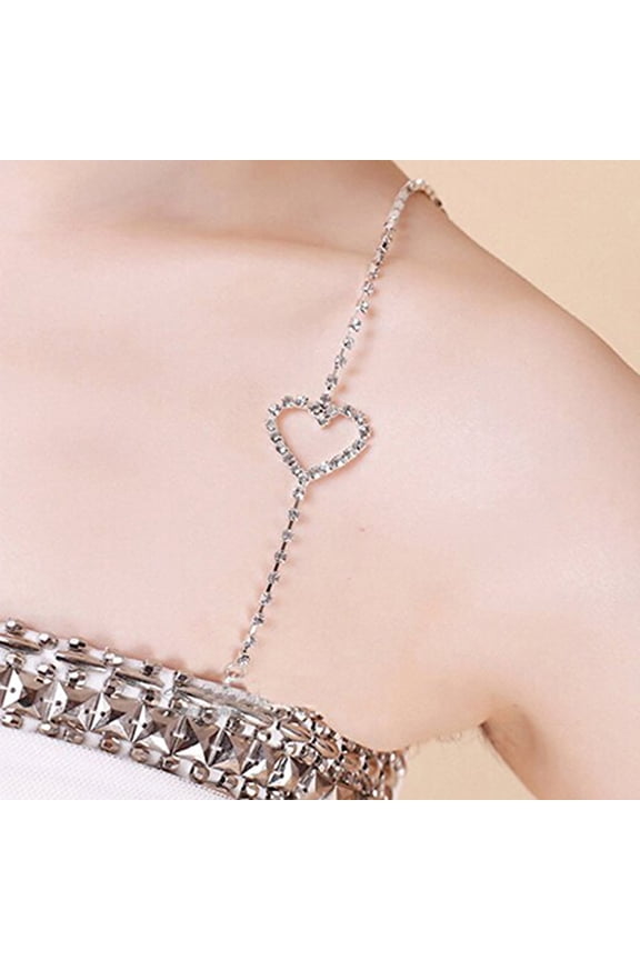 Luxury Rhinestone Lingerie Straps 1 Pair Heart Adjustable For Bra Tops Special Occasions