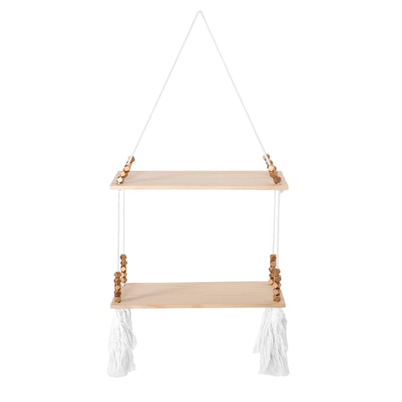 LOLIPPYY Macrame Boho Shelf Wall Hanging Floating Shelf For Living Room Aesthetic Rack Wood Floating Shelves For Plants And Sundries