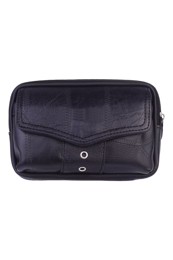 Man Waist Bag Black Stylish Portable Cell Phone Pouch for Outdoor Activities