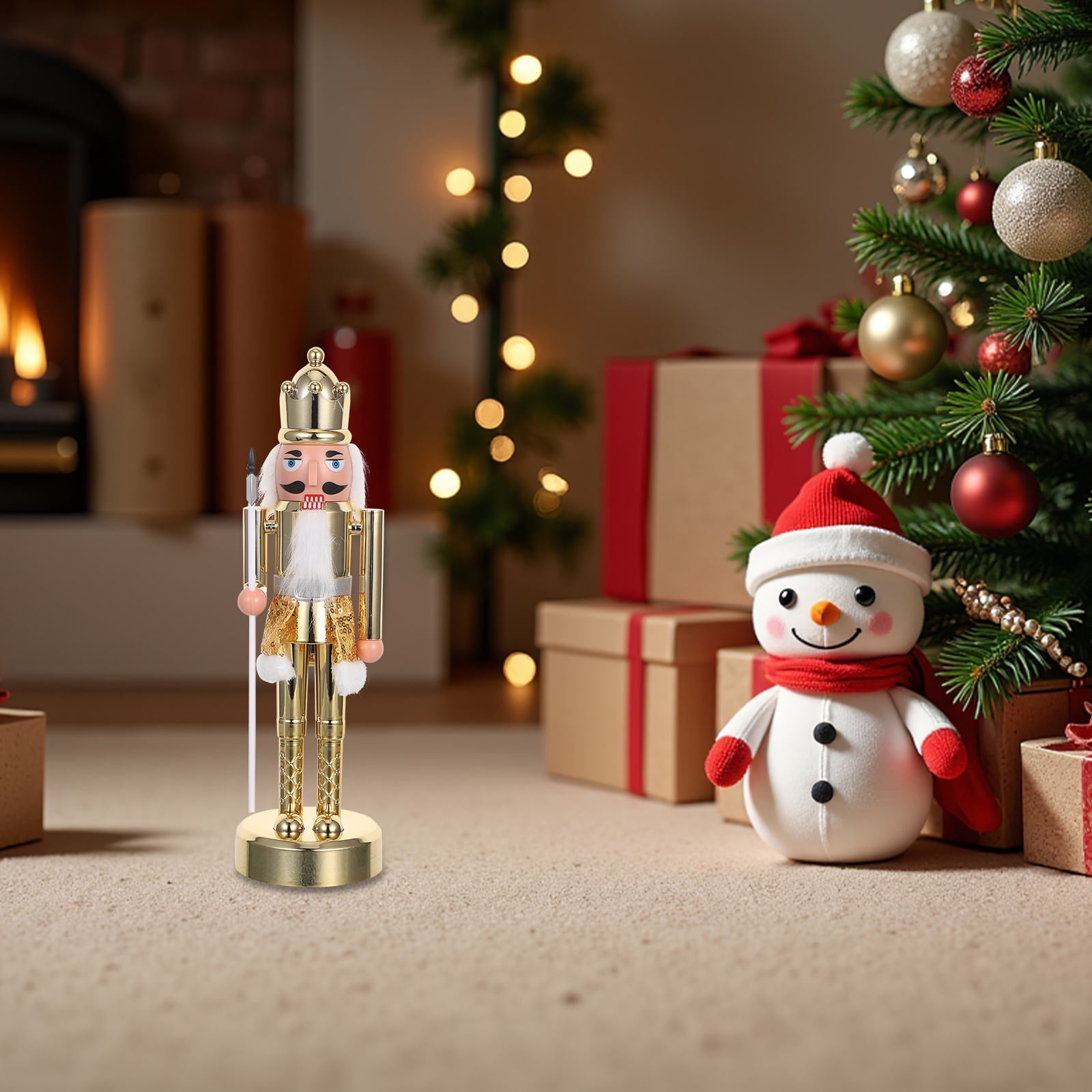 LOLIPPYY Mantel Nutcracker Soldier Statue Golden Painted PVC Figurine ...
