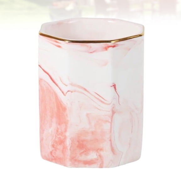 LOLIPPYY Marble Pattern Ceramic Pen Holder Pink Nordic Style for Storage Use