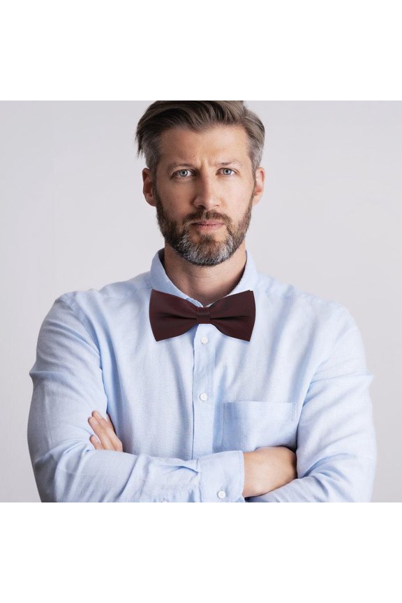 Men Bow Tie Pre-Tied Solid Burgundy Bow Tie with Matte Fabric for Wedding and Graduation