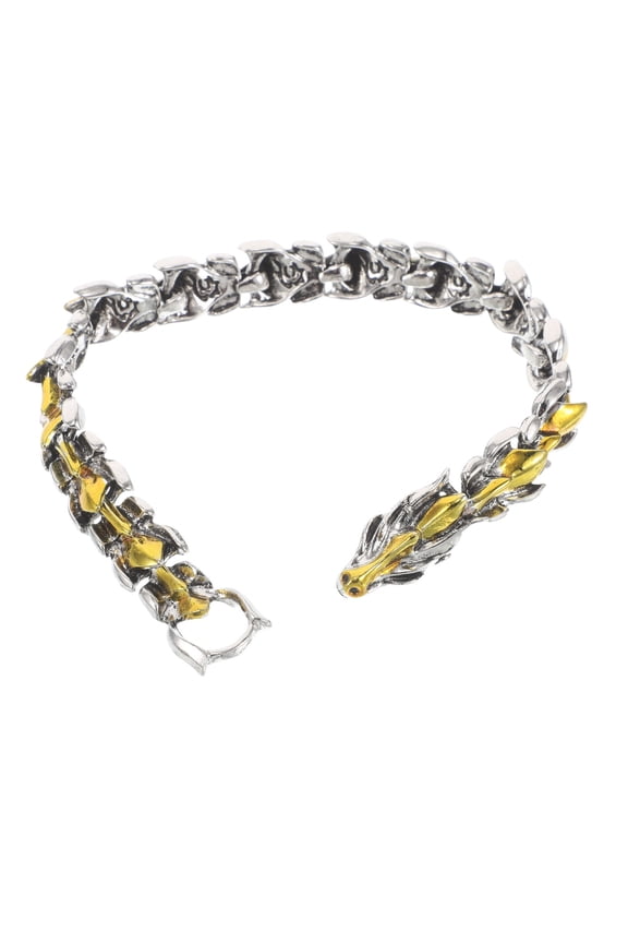 Men's Viking Chain Link Bracelet with Dragon Bone Design, Alloy Punk Style Jewelry for Fashion